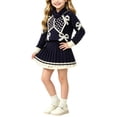 thumbnail image 1 of Enjoytime Outfits for Girls Print Long Sleeve Knit Sweater Top Pleated Skirt 2 Piece Set Fall Winter Holiday Kids Toddler Clothes, 1 of 7