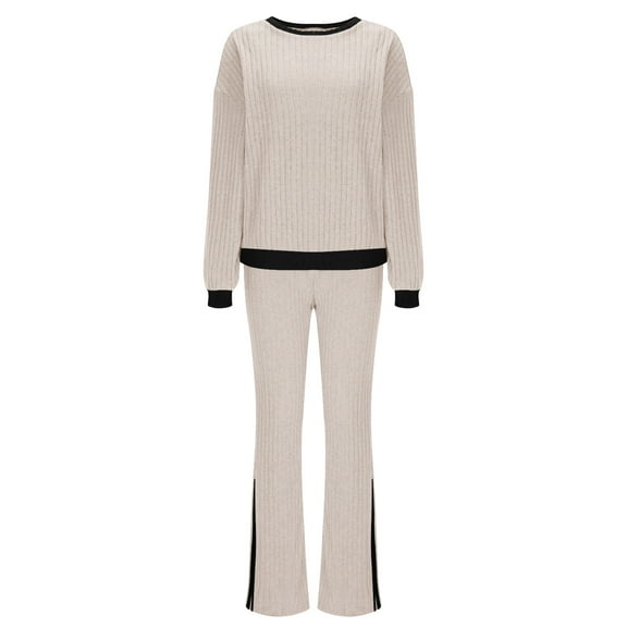 Enjoytime Outfits for Women 2 Piece Sets Solid Color Long Sleeve Pullover Tops Sweatpants Sweat Suit Fall Winter Travel Clothes