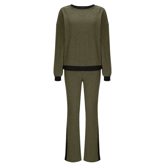 Enjoytime Outfits for Women 2 Piece Sets Solid Color Long Sleeve Pullover Tops Sweatpants Sweat Suit Fall Winter Travel Clothes