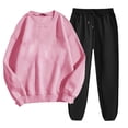 thumbnail image 1 of Enjoytime Outfits for Women Solid Color Round Neck Long Sleeve Sweatshirt with Jogger Pants 2 Piece Sets Casual Matching Sweatsuits, 1 of 5