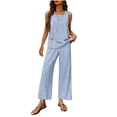 thumbnail image 1 of Enjoytime Outfits for Women Striped Square Neck Tank Tops with Wide Leg Pants Loungewear Business Casual Plus Size Two Piece Sets, 1 of 3