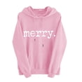 thumbnail image 1 of Enjoytime Oversized Hoodie Women Letter Print Long Sleeve Blouses Fall Winter Casual Christmas Vacation Sweatshirt Pink L, 1 of 6