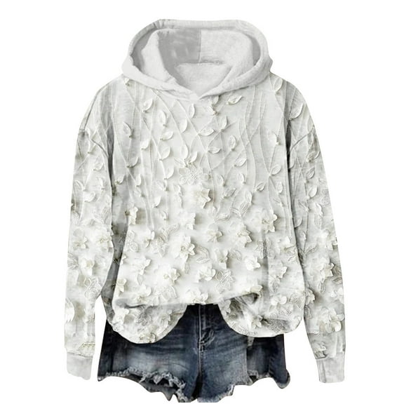 Enjoytime Oversized Hoodies for Women Floral Printed Crewneck Long Sleeve Pullover Sweatshirts Casual Fall Tops for Women 2025