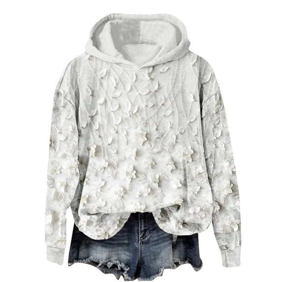 Enjoytime Oversized Hoodies for Women Floral Printed Crewneck Long Sleeve Pullover Sweatshirts Casual Fall Tops for Women 2025