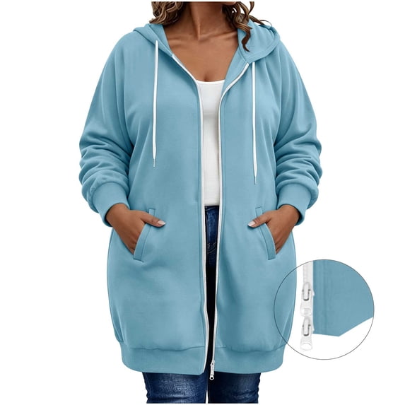 Enjoytime Oversized Hoodies for Women Long Sleeve Solid Zip Up Sweatshirt Fall Fashion Loose Long Hoodie Jackets