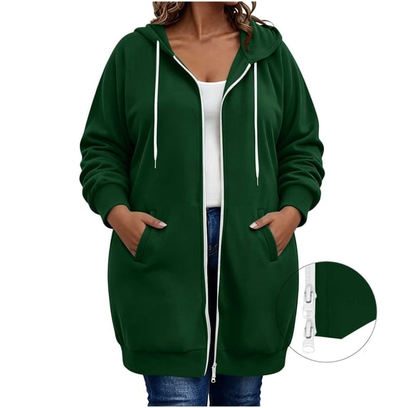 Enjoytime Oversized Hoodies for Women Long Sleeve Solid Zip Up Sweatshirt Fall Fashion Loose Long Hoodie Jackets
