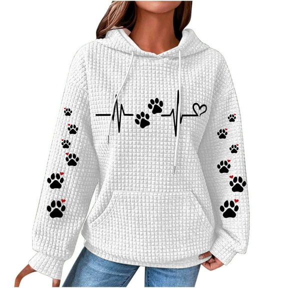 Enjoytime Oversized Sweatshirt for Women Casual Long Sleeve Drawstring Waffles Pullover Tops Loose Sweatshirts with Pocket Womens Hoodie Shirt
