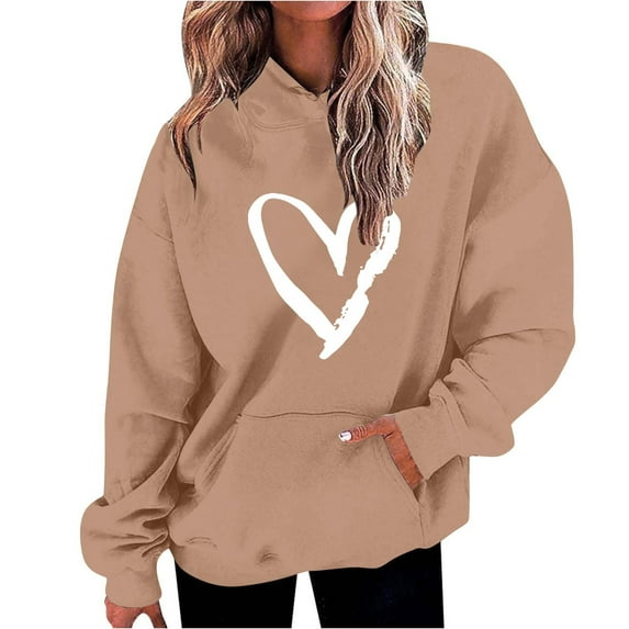 Enjoytime Oversized Sweatshirt for Women Hearts Printed Crewneck Pullover Hoodies Fashion Casual Loose Long Sleeve Tops