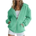 thumbnail image 1 of Enjoytime Oversized Sweatshirt for Women Solid Color Long Sleeve Zip Up Hoodie Casual Loose Warm Fall Winter Coats for Women Mint Green XXL, 1 of 7