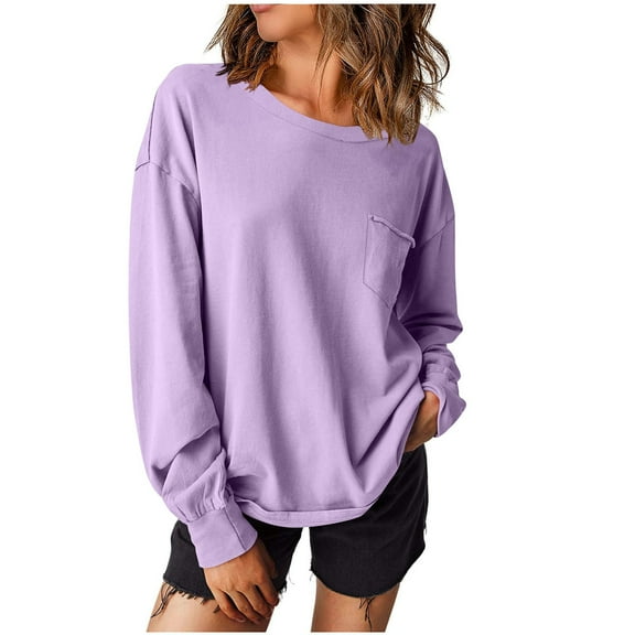 Enjoytime Oversized Sweatshirt for Women Solid Color Pullover Basic Shirts Top Long Sleeve Comfy Sweatshirts Fall Outfits 2025 Winter Clothes