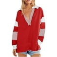thumbnail image 1 of Enjoytime Oversized Sweatshirts for Women Casual Long Sleeve Stripe Color Block Printed Sweatshirt Loose Fit V Neck Pullover Tops Sportwear Workwear, 1 of 5
