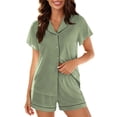 thumbnail image 1 of Enjoytime Pajama Sets for Women 2 Piece Ruffled Short Sleeve Button Down Shirts with Shorts Sleepwear Soft Loungewear Set, 1 of 8