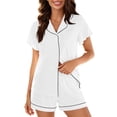 thumbnail image 1 of Enjoytime Pajama Sets for Women 2 Piece Ruffled Short Sleeve Button Down Shirts with Shorts Sleepwear Soft Loungewear Set, 1 of 8