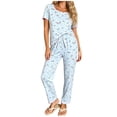 thumbnail image 1 of Enjoytime Pajamas for Women Floral Print Round Neck Short Sleeve Ruffle 2 Piece Lounge Set Cute Soft Casual Sleepwear, 1 of 6