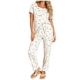 thumbnail image 1 of Enjoytime Pajamas for Women Floral Print Round Neck Short Sleeve Ruffle 2 Piece Lounge Set Cute Soft Casual Sleepwear, 1 of 6