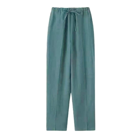 Enjoytime Pants for Men Solid Color Elastic Waist Drawstring Casual Trousers Plus Size Fashion Loose Lounge Pants Army Green XXXL