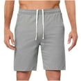 thumbnail image 1 of Enjoytime Mens Gym Shorts Solid Color Elastic Waist Drawstring Cool Silk Workout Baggy Plus Size Shorts for Casual Running Gray S, 1 of 5