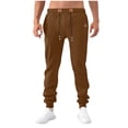 thumbnail image 1 of Enjoytime Pants for Men Solid Color Elastic Waist Drawstring Tapered Trousers Active Workout Athletic Plus Size Pants with Pockets Coffee L, 1 of 7