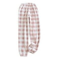 thumbnail image 1 of Enjoytime Pants for Women Fashion Plaid Elastic Waist Soft Pajama Pants Casual Lounge Comfy Fall Winter Warm Trousers Pink XL, 1 of 7