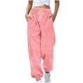 thumbnail image 1 of Enjoytime Pants for Women Solid Color Drawstring Elastic Waist Sweatpants Fall Winter Warm Loose Comfy Trousers Pink L, 1 of 5
