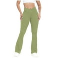 thumbnail image 1 of Enjoytime Pants for Women Solid Color Elastic High Waist Sweatpants Casual Running Outdoors Yoga Workout Flare Trousers Green L, 1 of 3
