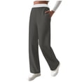 thumbnail image 1 of Enjoytime Pants for Women Solid Color High Waist Wide Leg Trousers Fall Winter Warm Comfy Loose Casual Pants with Pockets Dark Gray M, 1 of 8