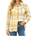 thumbnail image 1 of Enjoytime Plaid Fall Shirts for Women Flannel Button Down Long Sleeve Shackets Trendy Work Business Casual Jacket with Pocket, 1 of 7