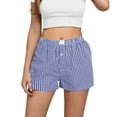 thumbnail image 1 of Enjoytime Plaid Shorts Women High Waist Loose Summer Travel Outdoor Comfy Casual Loose Shorts for Beach Vacation Sky Blue M, 1 of 6