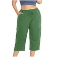 thumbnail image 1 of Enjoytime Plus Size Capris for Women with Pockets Drawstring Elastic Waist Capri Pants Summer Lightweight Casual Cargo Pants, 1 of 8