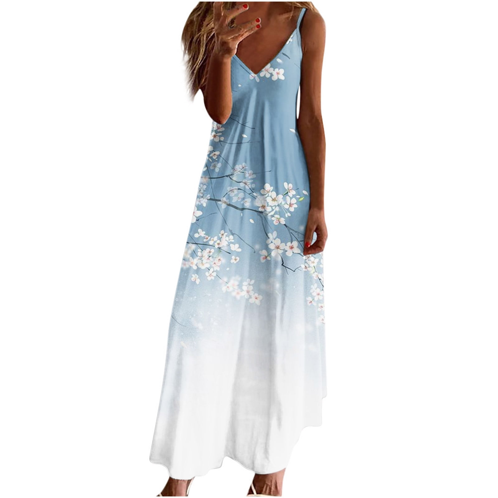 boho dress size 22 Bohemian Size 22 20 18 16 V-neck Dress Holiday Floral Midi Ethnic Summer  Fashion