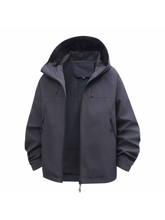 Plus Size Rain Jackets for Women Waterproof Lightweight Rain Jacket Solid Color Zip Up Windbreaker Active Outdoor Raincoat with Hood
