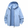 thumbnail image 1 of Enjoytime Plus Size Rain Jackets for Women Waterproof Lightweight Rain Jacket Solid Color Zip Up Windbreaker Active Outdoor Raincoat with Hood, 1 of 8