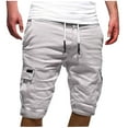 thumbnail image 1 of Enjoytime Plus Size Shorts Solid Color Elastic Waist Drawstring Sport Shorts Men with Multi Pockets for Casual Running White XXXXXL, 1 of 6