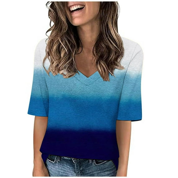 Enjoytime Plus Size T Shirts Tops For Women Color Block V Neck Short Sleeve Shirts Summer Tee Tops Fashion Women Summer Holiday Clothes 2025 Trendy