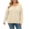 thumbnail image 1 of Enjoytime Plus Size Tops for Women Trendy Knit V-Neck Long Sleeve Shirts Loose Casual Fashion Fall Clothes 2026, 1 of 6