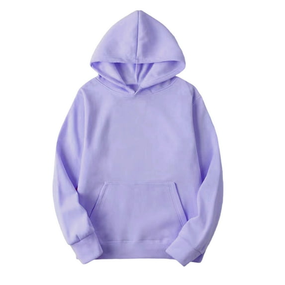 Enjoytime Plus Size Womens Clothing Solid Color Long Sleeve Pullover Tops Casual Loose Hoodie Fall Winter Crewneck Sweatshirt with Pockets Purple XXXL