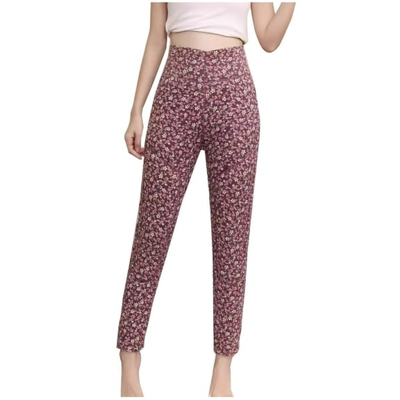Enjoytime Plus Size Womens Leggings Printed Elastic Waist Fitted Leggings Loungewear Homewear Comfy Warm Underwear Bottoms Womens Casual Pants