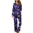 thumbnail image 1 of Enjoytime Plus Size Womens Lounge Set Pjs Set Long Sleeve Button Neck Printed Tops with Long Pants Lounge Sleepwear 2 Piece Lounge Sets Valentines Day Gifts, 1 of 5