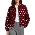 thumbnail image 1 of Enjoytime Polka Dots Jackets for Women Long Sleeve Zip Up Lightweight Coat Fall Plus Size Fashion Work Casual Outerwear, 1 of 7