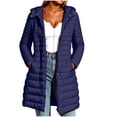 thumbnail image 1 of Enjoytime Puffer Jacket Womens Long Sleeve Zipper Button Hooded Long Quilted Coat Trendy Casual Lightweight Warm Outerwear, 1 of 8