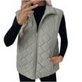 thumbnail image 1 of Enjoytime Puffer Jacket Womens Solid Color Sleeveless Stand Collar Zip Up Coats Fall Winter Warm Soft Waistcoat Casual Outerwear, 1 of 8