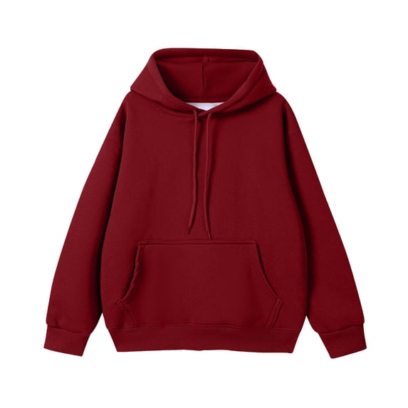 Enjoytime Pullover Hoodie Men Solid Color Long Sleeve Cotton Pullover Hoodies Casual Drawstring Basic Oversized Sweatshirt with Pockets Wine XXXXL