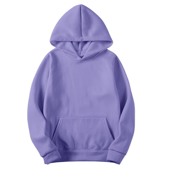 Enjoytime Pullover Hoodies for Men Solid Color Long Sleeve Drawstring Tops Casual Loose Fall Winter Oversized Sweatshirt Purple XXXL
