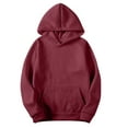 thumbnail image 1 of Enjoytime Pullover Hoodies for Men Solid Color Long Sleeve Drawstring Tops Casual Loose Fall Winter Oversized Sweatshirt Wine XXXL, 1 of 6