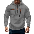 thumbnail image 1 of Enjoytime Quarter Zip Hoodie Men Solid Color Long Sleeve Oversized Sweatshirt Casual Workout Loose Pullover Hoodies with Pockets Gray M, 1 of 5