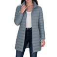 thumbnail image 1 of Enjoytime Quilted Jackets for Women Long Sleeve Zip Up Hooded Puffer Coat Winter Warm Soft Lightweight Stand Collar Long Jacket, 1 of 8
