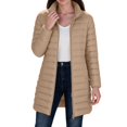 thumbnail image 1 of Enjoytime Quilted Jackets for Women Long Sleeve Zip Up Hooded Puffer Coat Winter Warm Soft Lightweight Stand Collar Long Jacket, 1 of 8