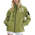 thumbnail image 1 of Enjoytime Rain Coats for Women Printed Waterproof Breathable Zip Up Windbreaker Active Cycling Outdoor Plus Size Rain Jackets for Women Green M, 1 of 7