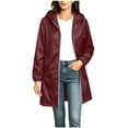 thumbnail image 1 of Enjoytime Rain Coats for Women Waterproof Hooded Long Rain Jacket Outdoor Travel Lightweight Windbreaker, 1 of 8