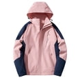 thumbnail image 1 of Enjoytime Rain Jacket Women Patchwork Long Sleeve Waterproof Windbreaker Casual Outdoor Travel Lightweight Raincoat for Women Plus Size Clothes Watermelon Red XXXL, 1 of 3